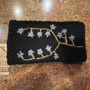 New! Andes Gifts Handmade Alpaca Black, Blue Floral Headband NWT!